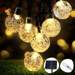 Guirlande solaire guirlande lumineuse solaire, fairy lights 50 led cristal boules ip65 etanche, connecteur ...