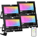 Hamiltion - lot de 4 projecteurs led rvb 30 w - contrle par application bluetooth - 16 millions de couleurs ...