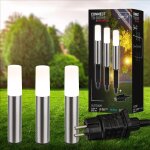 Hamiltion - eclairage de jardin connect to shine 12v, lot de 3 bornes d'clairage led avec piquet, kit ...