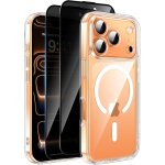 Helssitot magnetic case for iphone 17 pro with 2 tempered glass anti - spy, compatible with mag safe ...