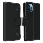 Housse apple iphone 12 / 12 pro etui folio portefeuille fonction support noir