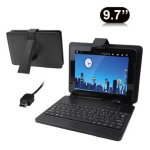 Housse clavier universel tablette 9. 7' saisie usb mini usb simili cuir noire yonis