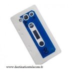 Housse / coque aspect cassette audio blanc en relief pour samsung galaxy s3 i9300.