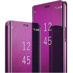 Housse coque iphone xs max a rabat avec miroir intgr - cuir pu violet, portecarte et fonction support, ...