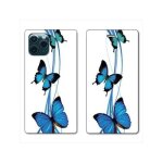 Housse cuir portefeuille pour huawei p40 pro papillons bleu