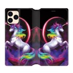 Housse cuir portefeuille pour iphone 12 mini licorne arc en ciel