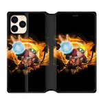 Housse cuir portefeuille pour iphone 12 mini manga naruto noir