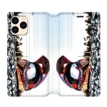 Housse cuir portefeuille pour iphone 12 mini moto casque cross