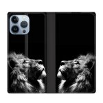 Housse cuir portefeuille pour iphone 13 pro max roi lion