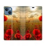 Housse cuir portefeuille pour iphone 14 (6. 1) fleur coquelicot