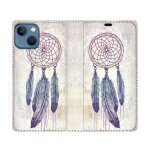 Housse cuir portefeuille pour iphone 14 (6. 1) zen attrape reve blanc