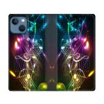 Housse cuir portefeuille pour iphone 14 plus (6. 7) musique partition multicolore