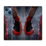 Housse cuir portefeuille pour iphone 14 plus (6. 7) sport boxe gant rouge