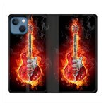 Housse cuir portefeuille pour iphone 14 pro plus (6. 7) musique guitare electrique