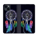 Housse cuir portefeuille pour iphone 15 plus (6, 7) zen attrape reve multicolore