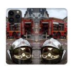 Housse cuir portefeuille pour iphone 16 pro plus pompier casque camion