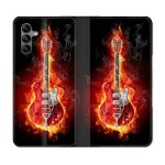 Housse cuir portefeuille pour samsung galaxy a04s musique guitare electrique