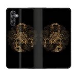 Housse cuir portefeuille pour samsung galaxy a05s animal scorpion fresque
