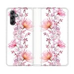 Housse cuir portefeuille pour samsung galaxy a05s fleur eclosion