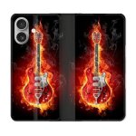 Housse cuir portefeuille pour samsung galaxy a06 musique guitare electrique