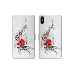 Housse cuir portefeuille pour samsung galaxy a10 fleur epine