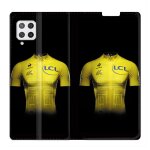 Housse cuir portefeuille pour samsung galaxy a12 cyclisme maillot jaune