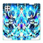 Housse cuir portefeuille pour samsung galaxy a12 manga dragon ball vegeta bleu