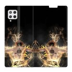Housse cuir portefeuille pour samsung galaxy a12 manga one piece ace noir