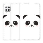 Housse cuir portefeuille pour samsung galaxy a12 panda blanc
