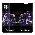Housse cuir portefeuille pour samsung galaxy a12 signe zodiaque 2 taureau