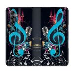 Housse cuir portefeuille pour samsung galaxy a14 4g / 5g musique cle sol bleu