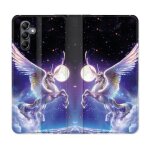 Housse cuir portefeuille pour samsung galaxy a16 5g fantastique licorne cleste