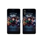 Housse cuir portefeuille pour samsung galaxy a20e manga demon slayer noir