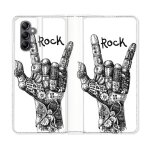 Housse cuir portefeuille pour samsung galaxy a25 5g musique rock main