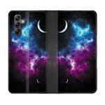 Housse cuir portefeuille pour samsung galaxy a25 5g univers bleu violet