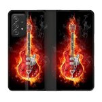 Housse cuir portefeuille pour samsung galaxy a53 5g musique guitare electrique