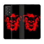 Housse cuir portefeuille pour samsung galaxy a53 5g tete de mort diable
