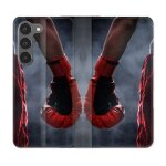 Housse cuir portefeuille pour samsung galaxy a56 5g sport boxe gant rouge