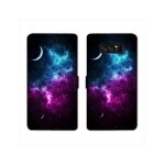 Housse cuir portefeuille pour samsung galaxy s10 espace univers galaxie