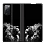 Housse cuir portefeuille pour samsung galaxy s20 fe / s20fe roi lion