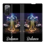 Housse cuir portefeuille pour samsung galaxy s20 fe / s20fe signe zodiaque 2 balance