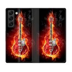 Housse cuir portefeuille pour samsung galaxy s21 fe musique guitare electrique