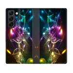 Housse cuir portefeuille pour samsung galaxy s21 fe musique partition multicolore