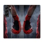Housse cuir portefeuille pour samsung galaxy s21 fe sport boxe gant rouge