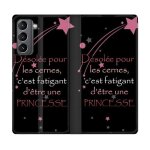 Housse cuir portefeuille pour samsung galaxy s21 humour princesse