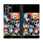 Housse cuir portefeuille pour samsung galaxy s21 plus manga my hero academia noir
