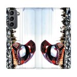 Housse cuir portefeuille pour samsung galaxy s21 moto casque cross