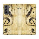 Housse cuir portefeuille pour samsung galaxy s21 plus musique cl� sol vintage