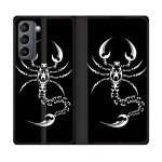 Housse cuir portefeuille pour samsung galaxy s21 scorpion noir