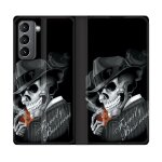 Housse cuir portefeuille pour samsung galaxy s21 tete de mort family business